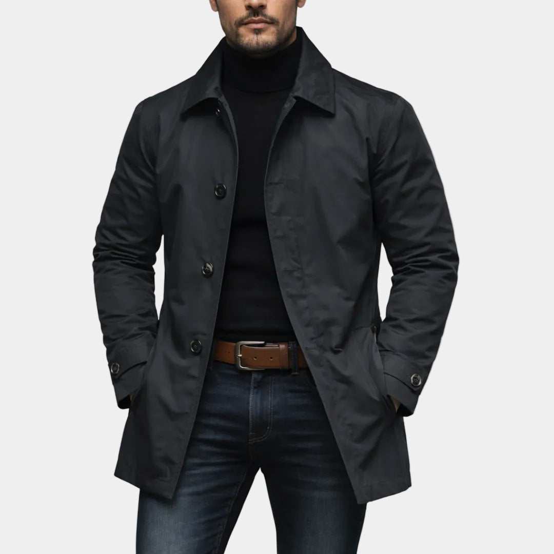 Men's Trench Coat Cardigan – Relaxed Fit, Lightweight Fabric