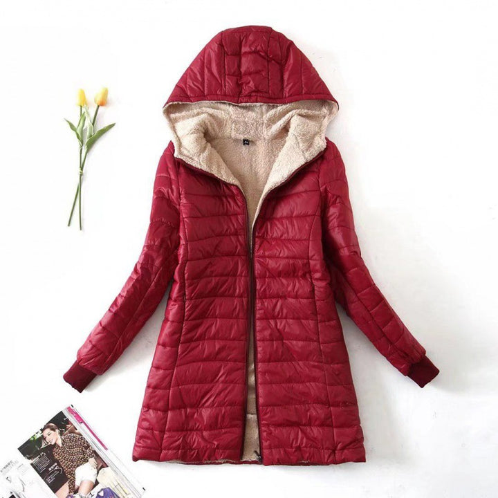 Women's Cotton Fleece-Lined Jacket – Slim Fit Hooded Warmth