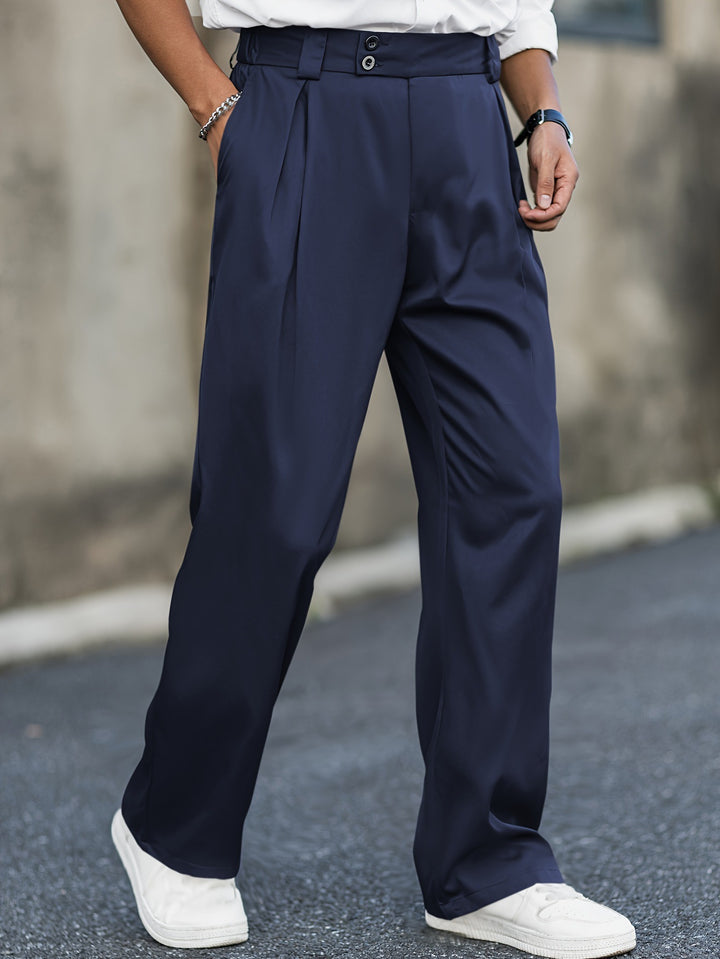Men's Wide-Leg Cotton Trouser – Relaxed Fit, Stretch Waistband