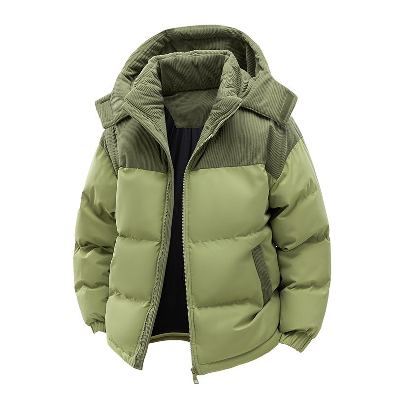 Women's Jacket – Patchwork Textured Ribbed Zip-Up, Stand Collar Polyester