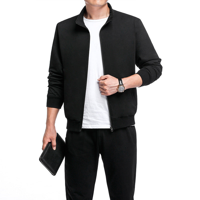 Men's Stand Collar Two Piece Set – Relaxed Zip Cardigan & Jogger
