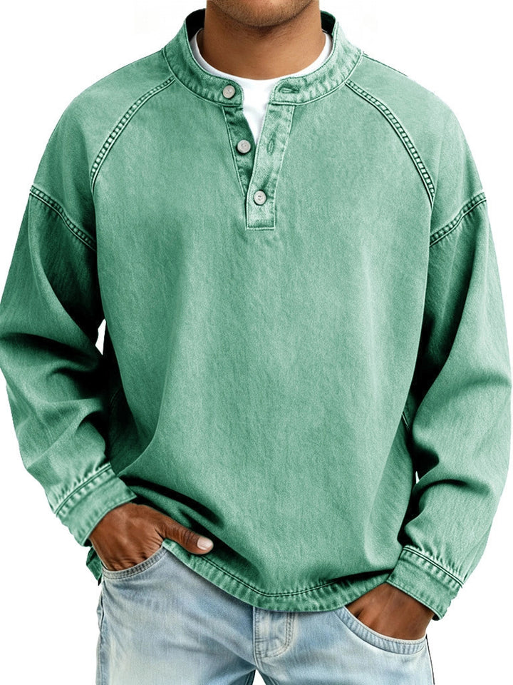 Men's Casual Long Sleeve Shirt – Relaxed Fit Vintage Style