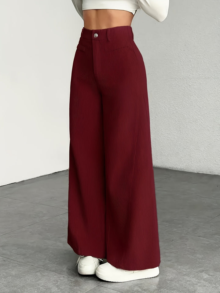 Women's Wide Leg High Waist Trouser – Vertical Stripe Tailored Look