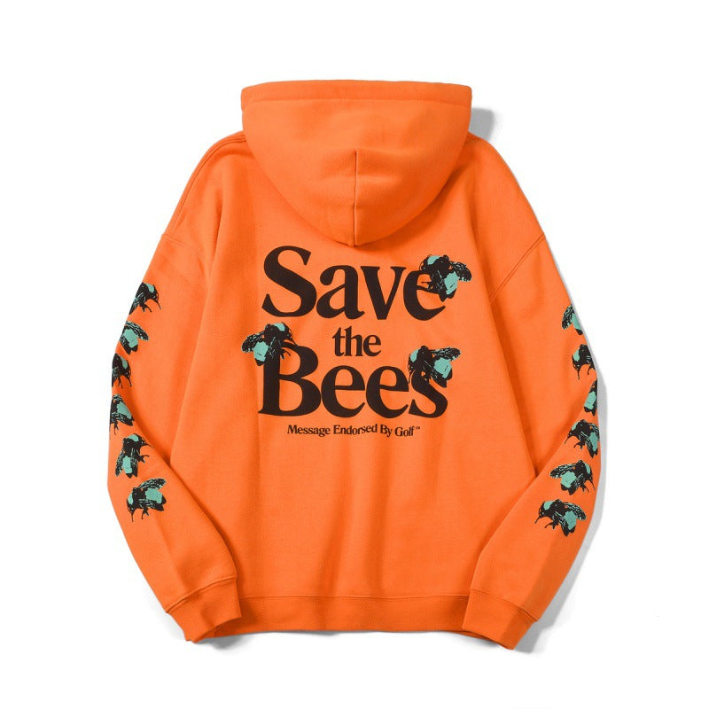 Men’s Cotton Hoodie – Bee Graphic, Relaxed Fit, Unisex Style