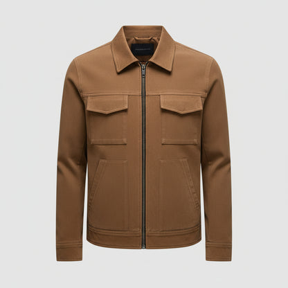 Men's Cotton Zip Jacket – Retro Multi-pocket Design