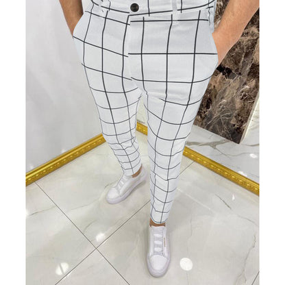 Men's Slim Plaid Trousers – Lightweight Comfort Pants