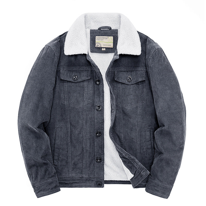Men's Fleece-Lined Cotton Coat – Insulated Extra Thick Cardigan Coat