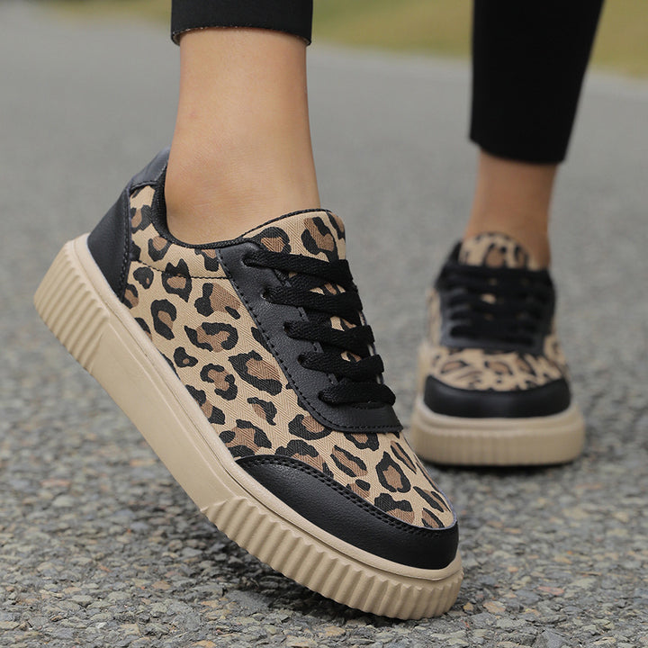 Leopard Print Sneakers for Women – Breathable Mesh Low-Top Shoes
