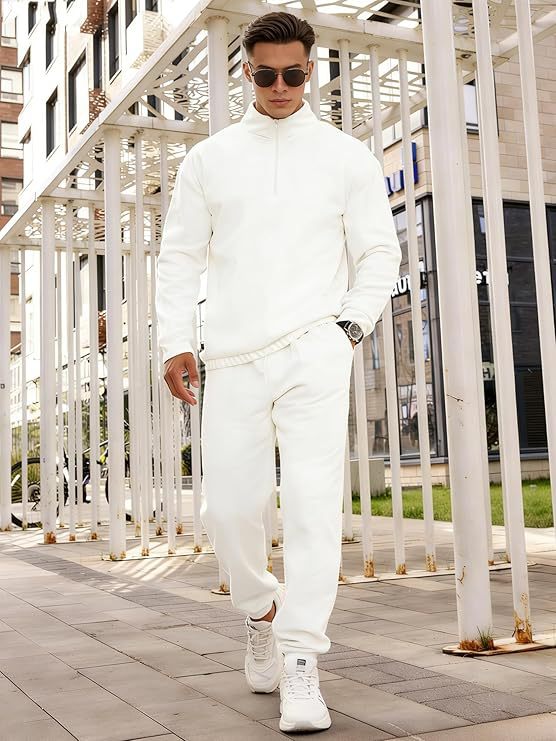 Men's Quarter-Zip Stand Collar Hoodie – Clean Minimal Silhouette