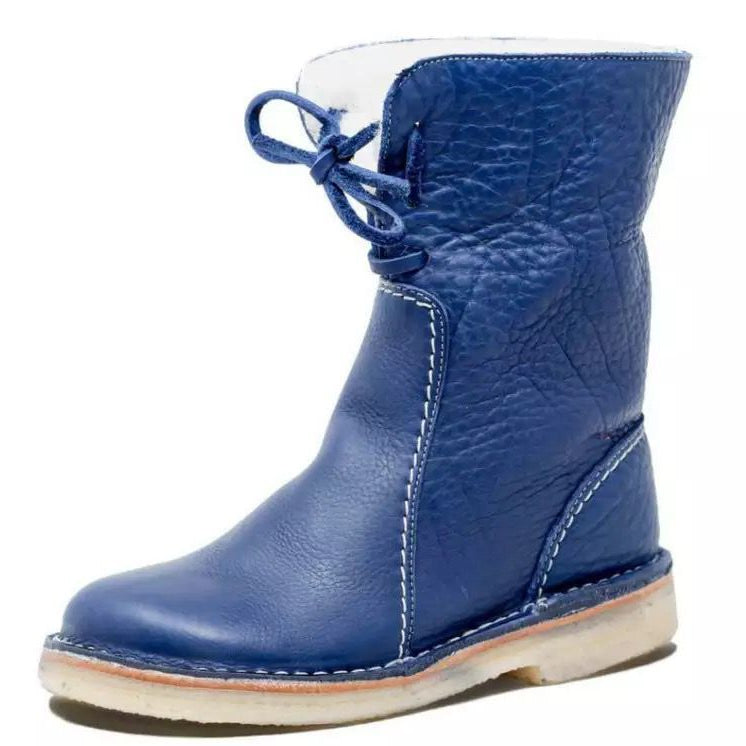 Women's Lace-Up Boot – Textured Vegan Leather, Square Heel