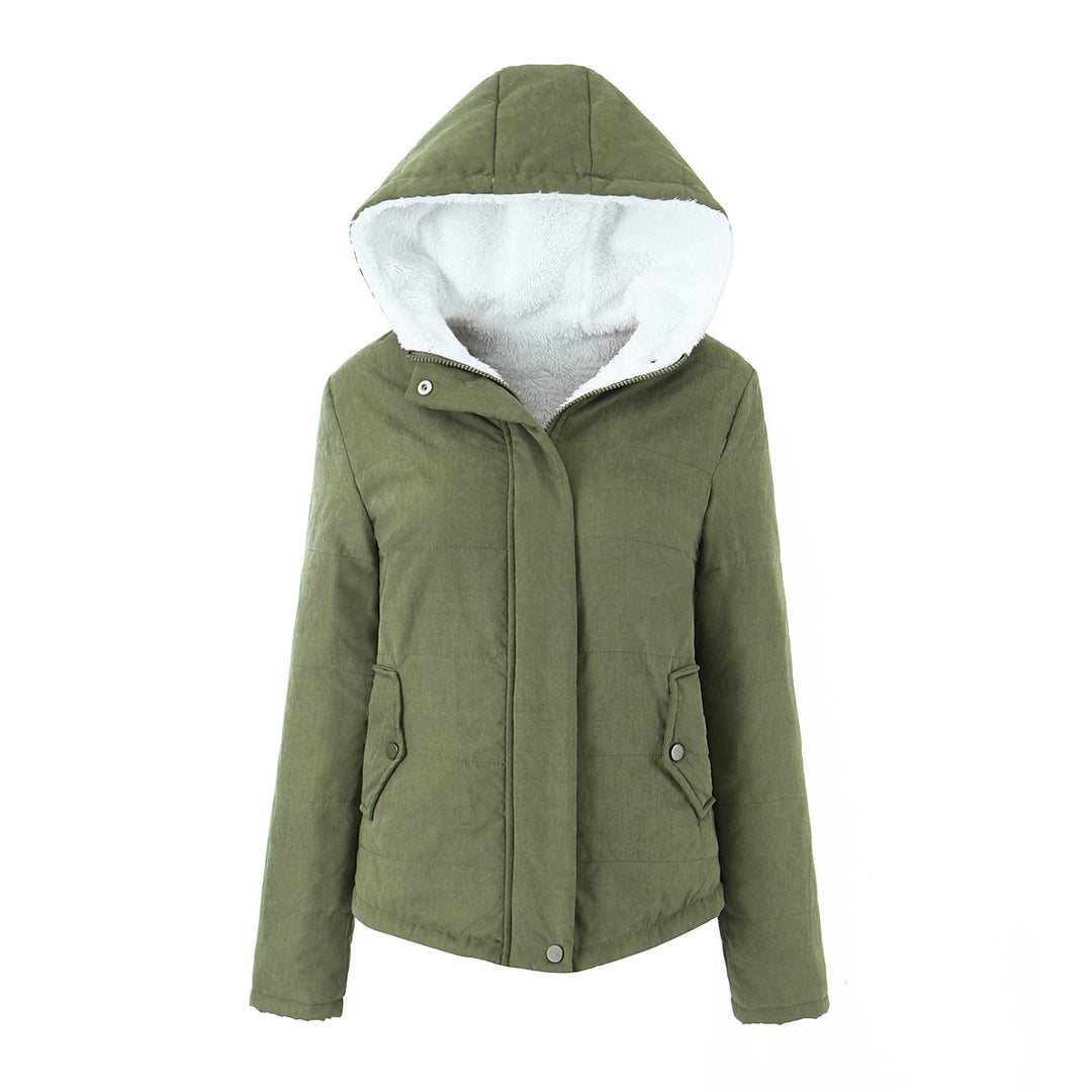 Women's Hooded Padded Jacket – Fleece Lined, Slim Fit, Lightweight Comfort
