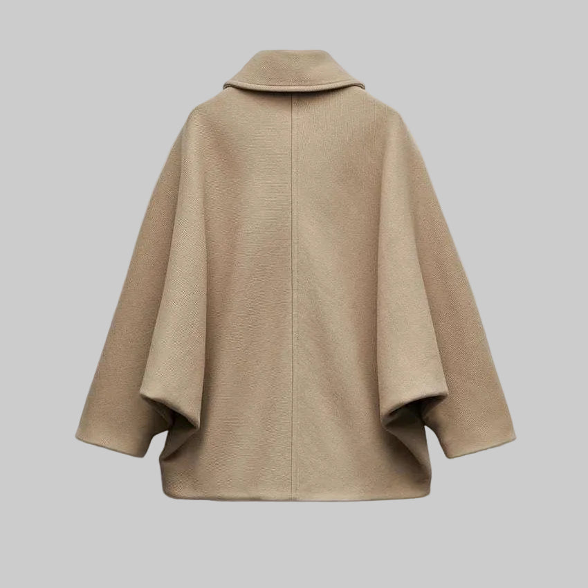 Women's Short Lapel Coat – Relaxed Fit Oblique Front