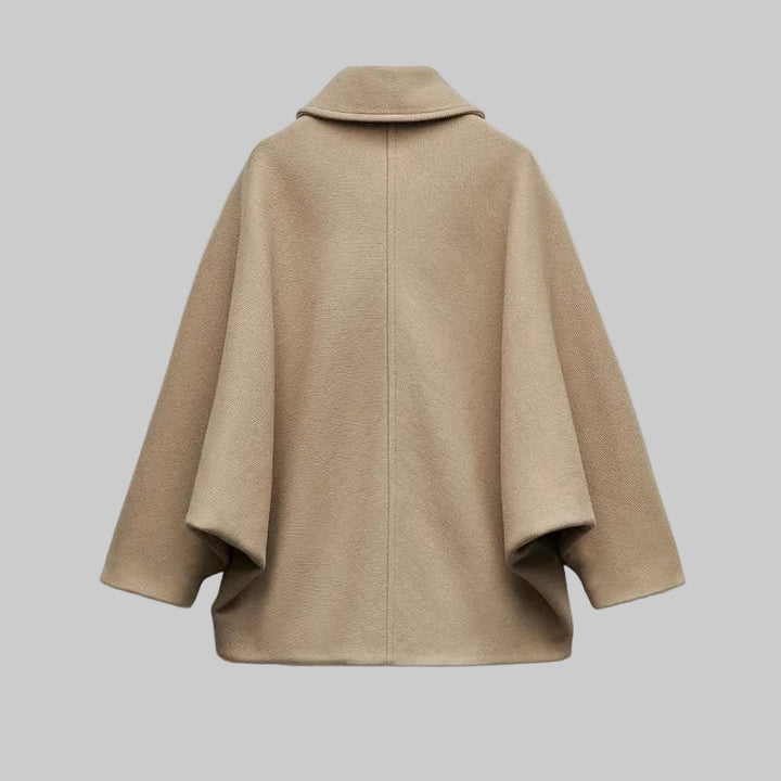 Women's Short Lapel Coat – Relaxed Fit Oblique Front