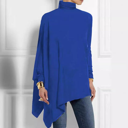 Women's Long Sleeve Irregular Hem Top – Soft Draped Silhouette