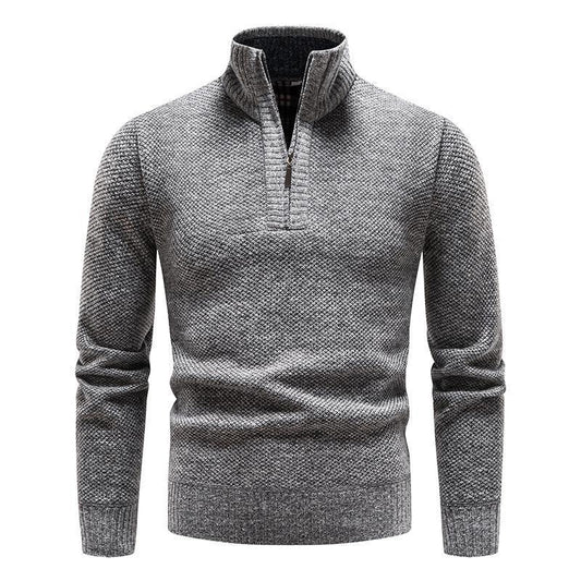 Men's Jacquard Pullover High Neck Sweater – Slim Half-Zip Comfort