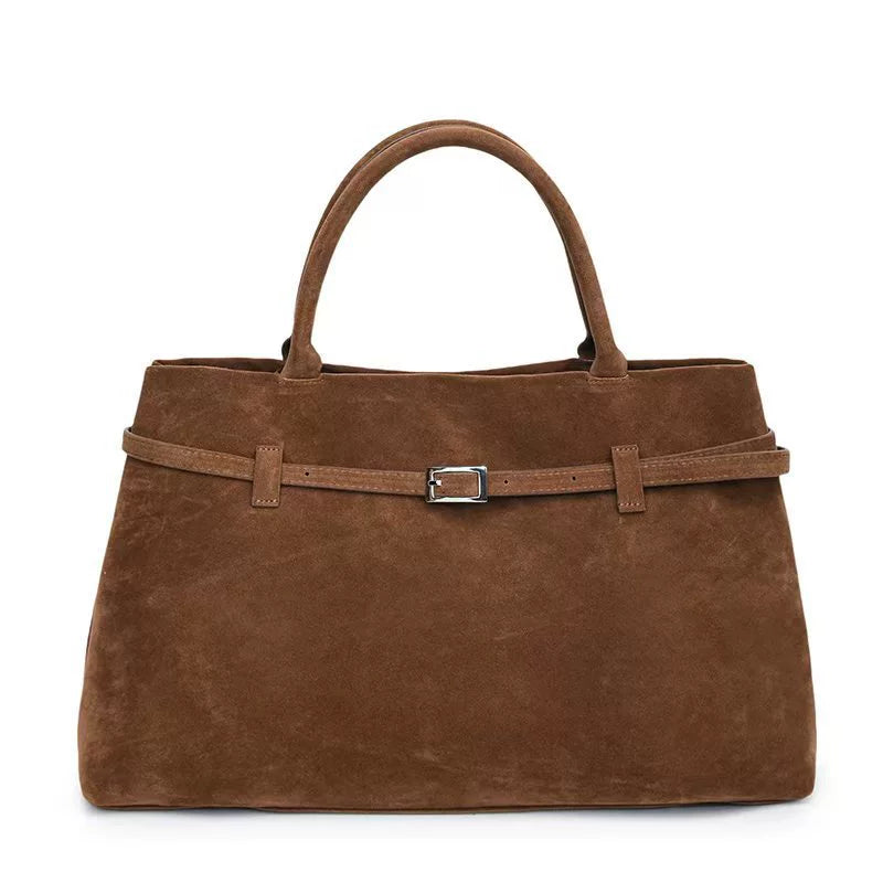 Suede Tote Bag for Women – Large Capacity Structured Shoulder Purse