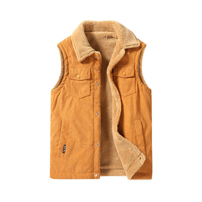 Men's Corduroy Vest – Thick Lined, Retro Work Vest for Core Warmth