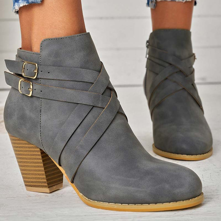 Women's Heightened Low Ankle Boot – Chunky Heel Short Silhouette