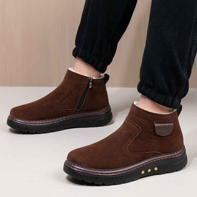 Men's Sheepskin Wool Boot – Low Heel Non-Slip Comfort Footwear