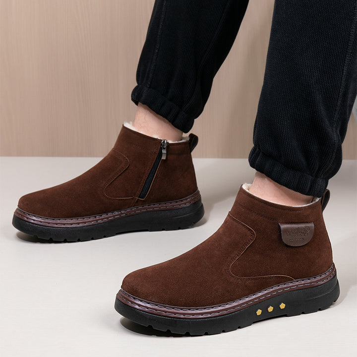 Men's Sheepskin Wool Boot – Low Heel Non-Slip Comfort Footwear