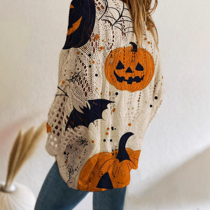 Women's Open-Knit Cotton Batwing Sleeve Sweater – Diamond Hollow Detail