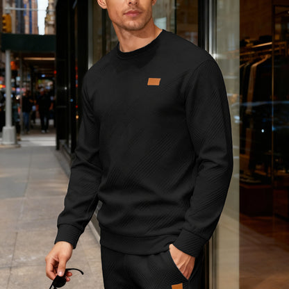Men's Textured Crew Neck Sweatshirt – Relaxed Everyday Fit
