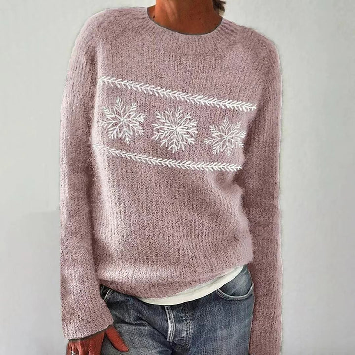 Women's Sweater – Geometric 3D Knit Pullover, Cotton Blend, Relaxed Fit