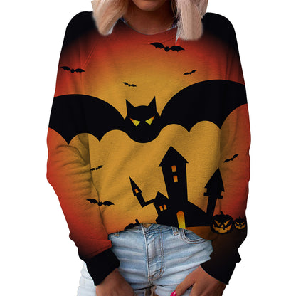 Abstract Graphic Cotton Women's Round Neck Top Pullover