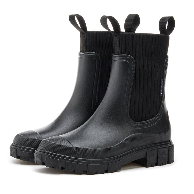 Women's Waterproof Mid Calf Boot – Elastic Band Slip-On Design