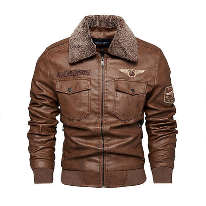 Men's Vegan Leather Motorcycle Jacket – Plush Warm Lapel