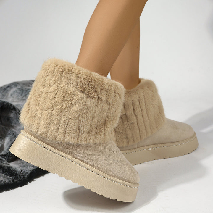 Women's Matte Leather Snow Boot – Cushioned Platform Sole
