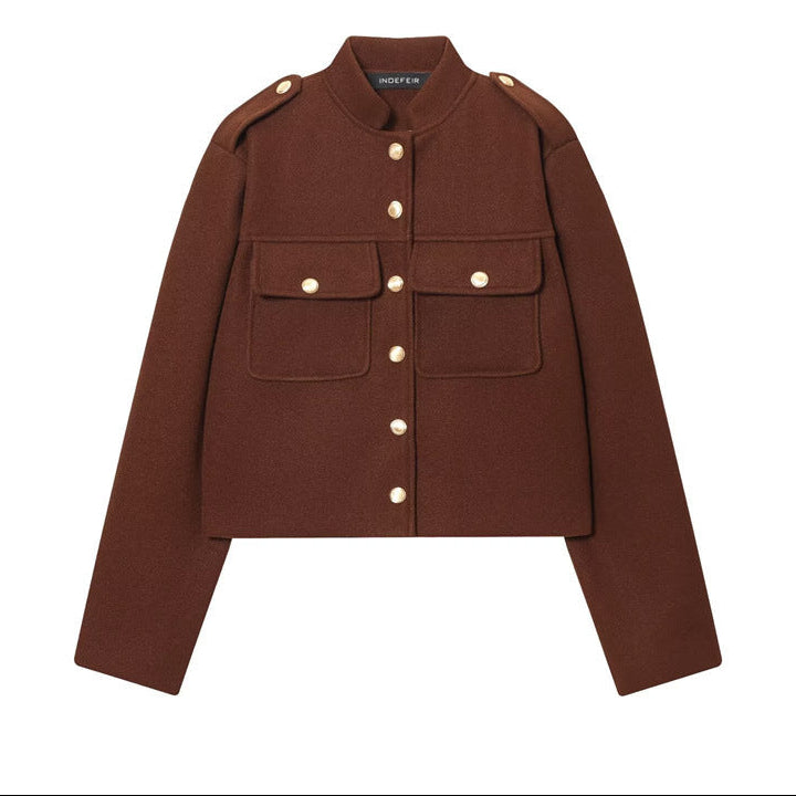 Women's Casual Jacket in Structured Fabric – Single Breasted, Loose Fit, Pockets