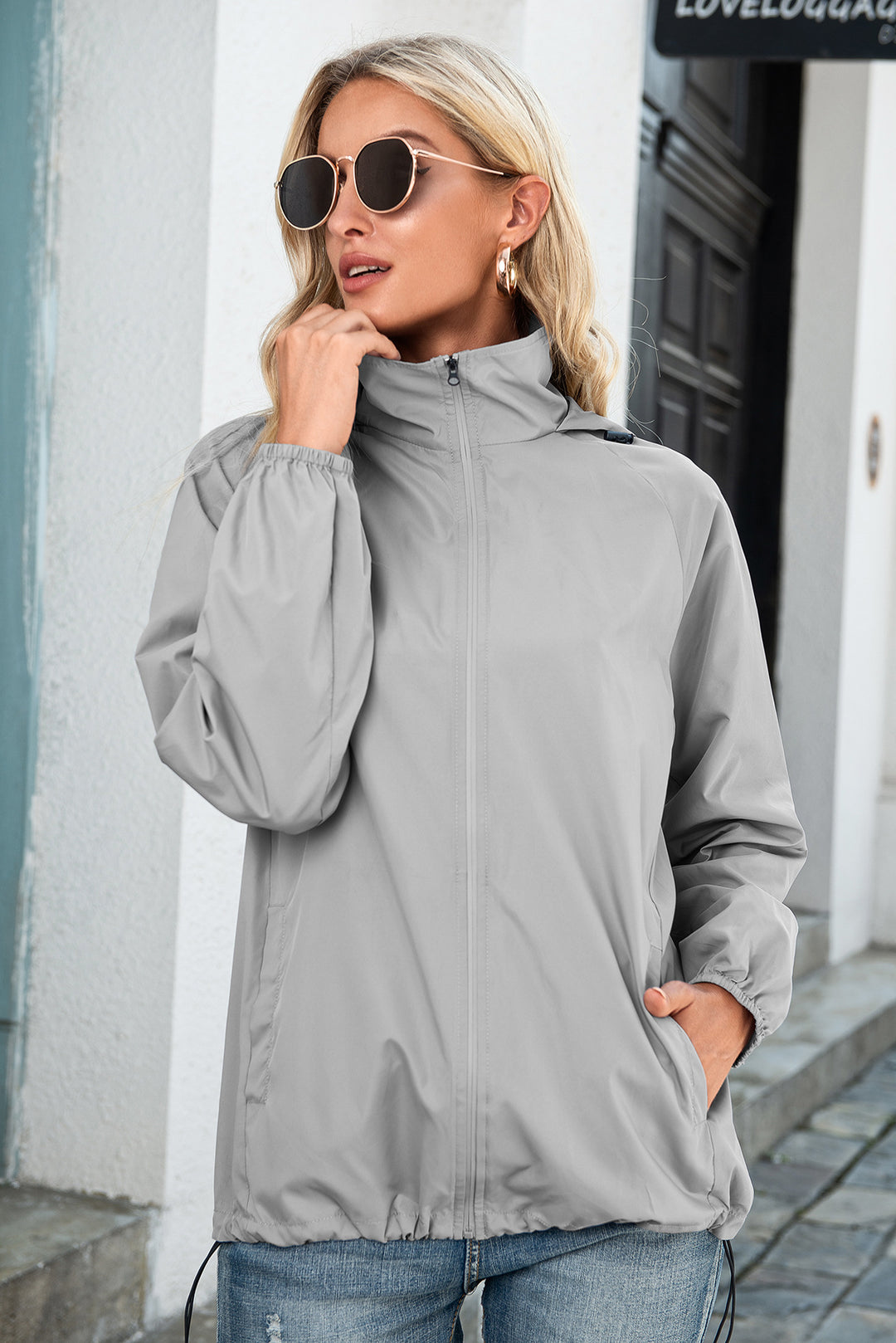 Women's Rain Jacket – Lightweight Hooded Shell with Zipper Closure