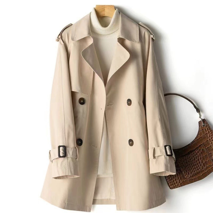 Women's Wrap Coat – Mid Length, Double Layer, Waist Tie