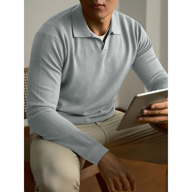 Men's Wool Sweater – Close-Fit Long Sleeve Classic Knit