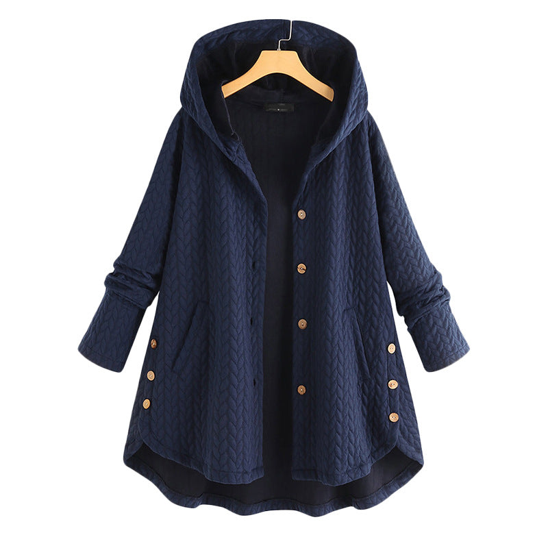 Women's Hooded Winter Parka – Slim Fit, Zipper Front, Long Jacket