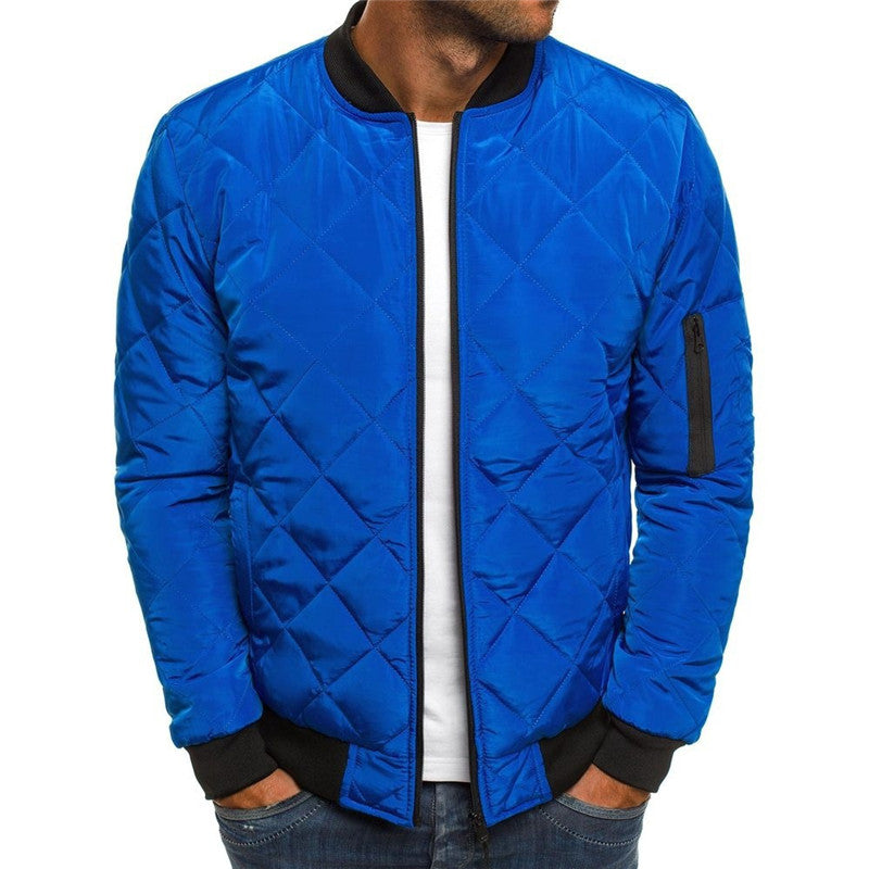 Men's Quilted Stand Collar Jacket – Urban Diamond Stitch Cardigan