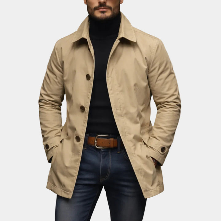 Men's Trench Coat Cardigan – Relaxed Fit, Lightweight Fabric
