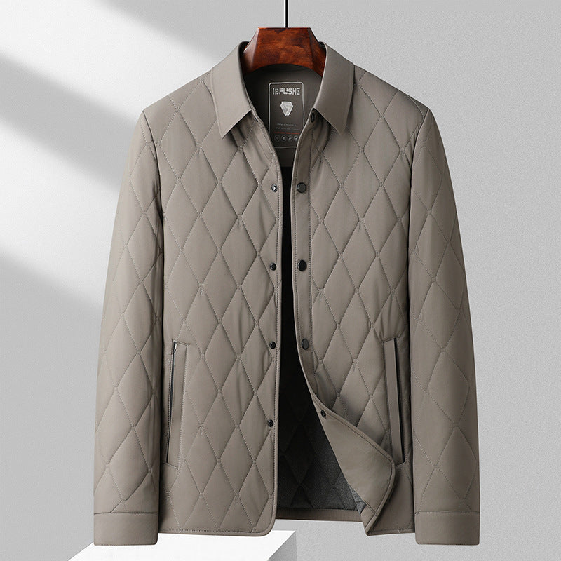Men's Quilted Thermal Jacket – Slim Fit Cardigan Cotton