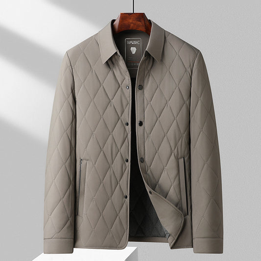 Men's Quilted Thermal Jacket – Slim Fit Cardigan Cotton
