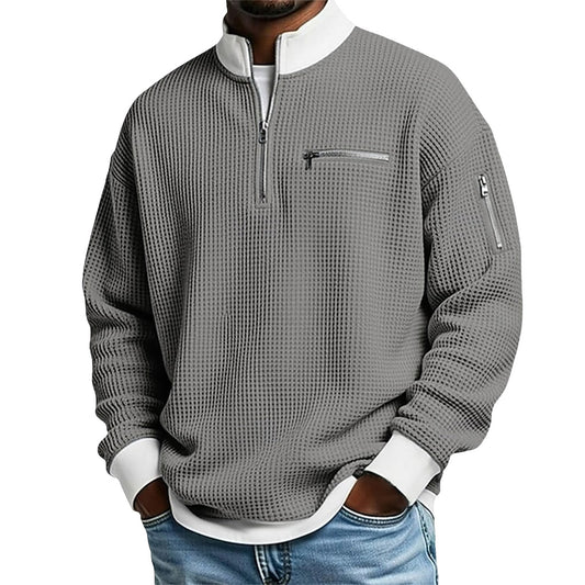 Men's Zip-Up Long Sleeve Sweatshirt – Streamlined Cardigan Style