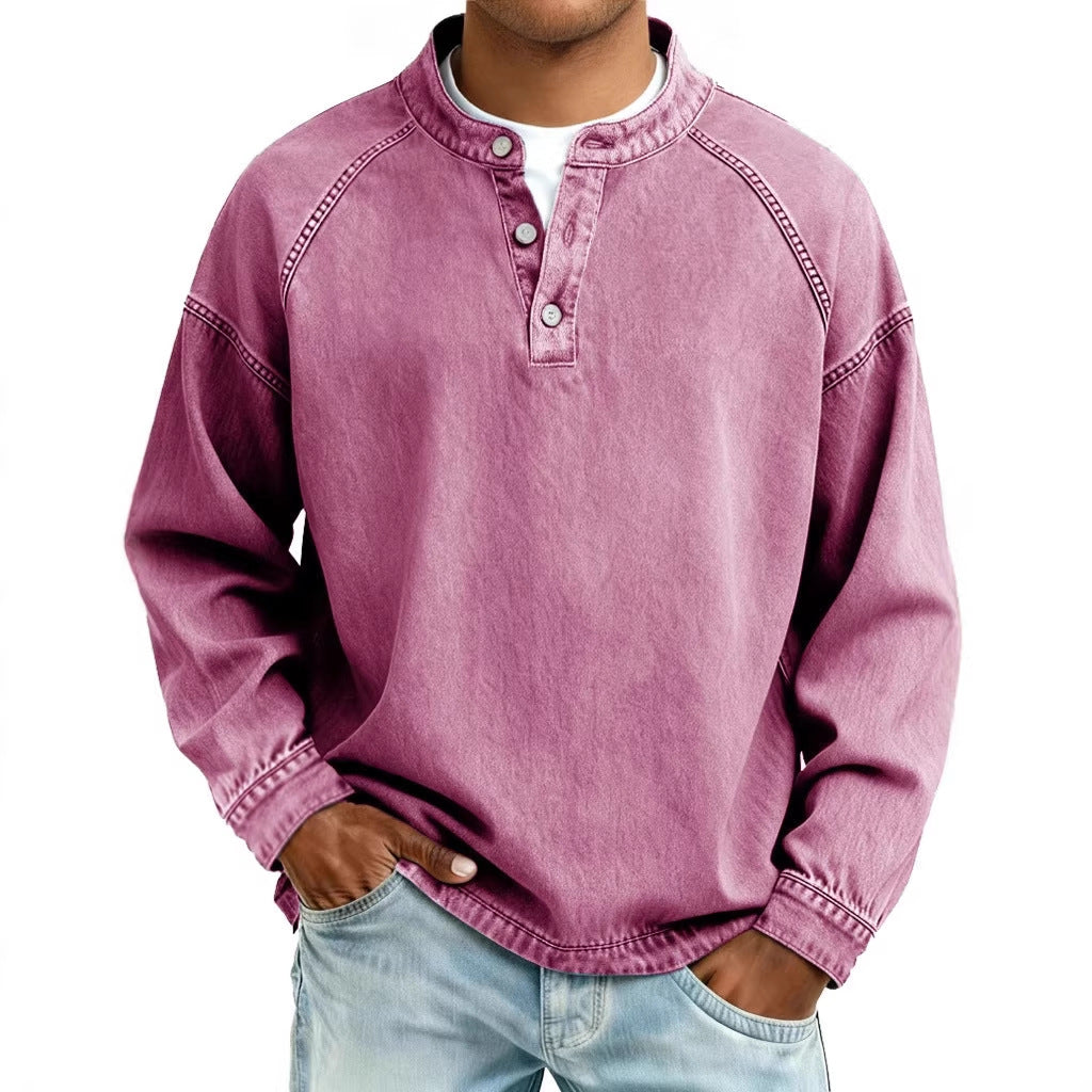 Men's Casual Long Sleeve Shirt – Relaxed Fit Vintage Style
