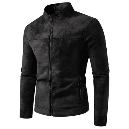 Men's Vegan Leather Jacket – Retro Tie-Dye, Relaxed Fit, Mid-Length
