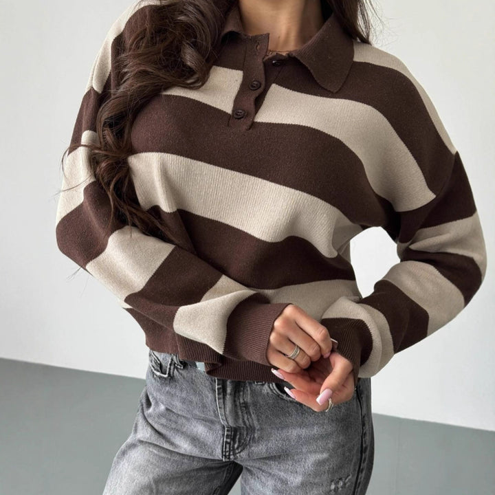 Women's Half-Zip Sweater in Soft Viscose Knit – Relaxed Lapel Pullover