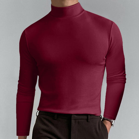 Men's High Neck T-Shirt – Soft Stretch Long Sleeve Mock Neck