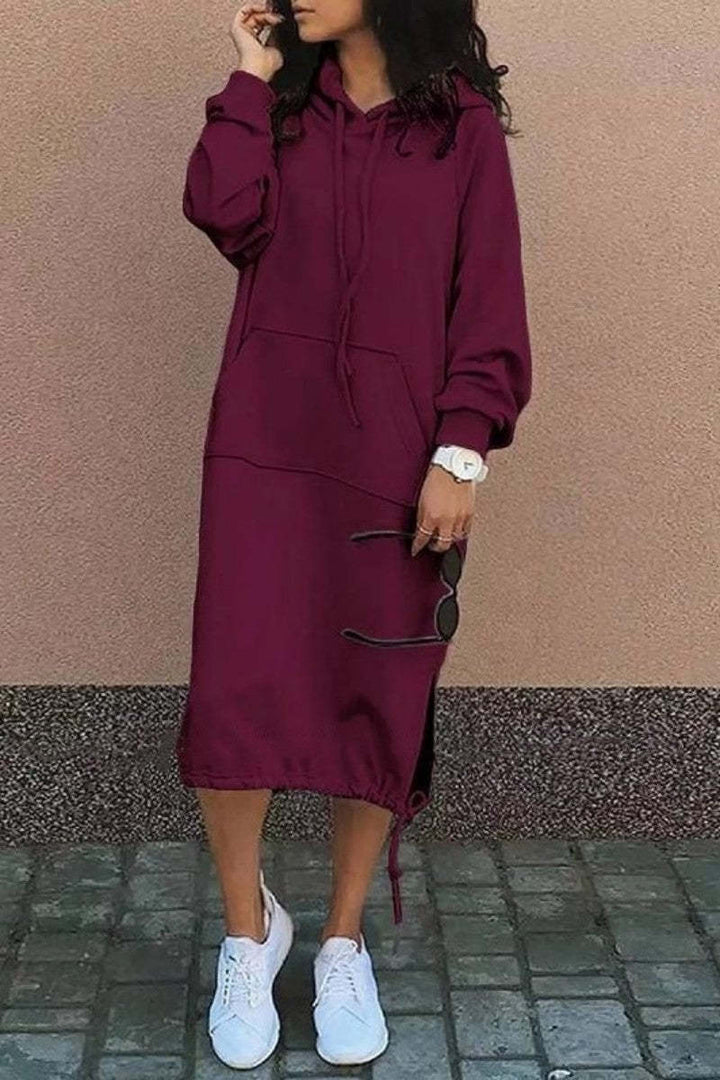 Women's Long Knit Hoodie – Plus Relaxed Pullover with Pocket