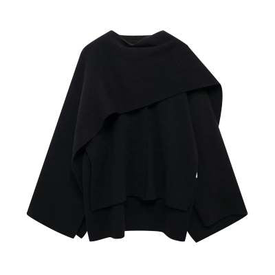 Women's Cloak Style Coat – Relaxed Draped Silhouette