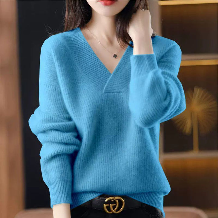 Women's Knit Sweater – Relaxed Fit with Modern Collar Detail