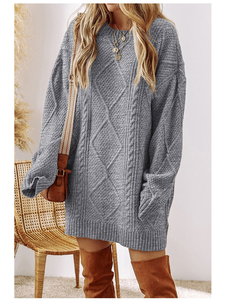 Women's Knit Sweater Mini Dress – High Waist Pullover Silhouette