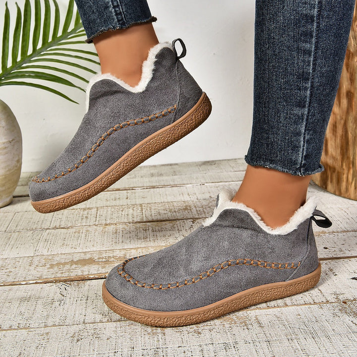 Women's Slip-On Mid-Top Boot – Plush Lined Warmth & Non-Slip Comfort